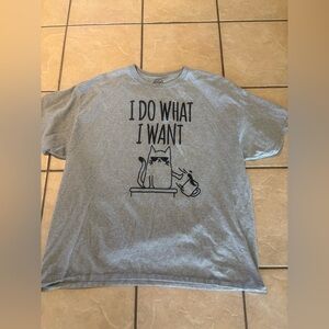 Gray‎ Cat Graphic T-Shirt” I do what i want”-5/$25